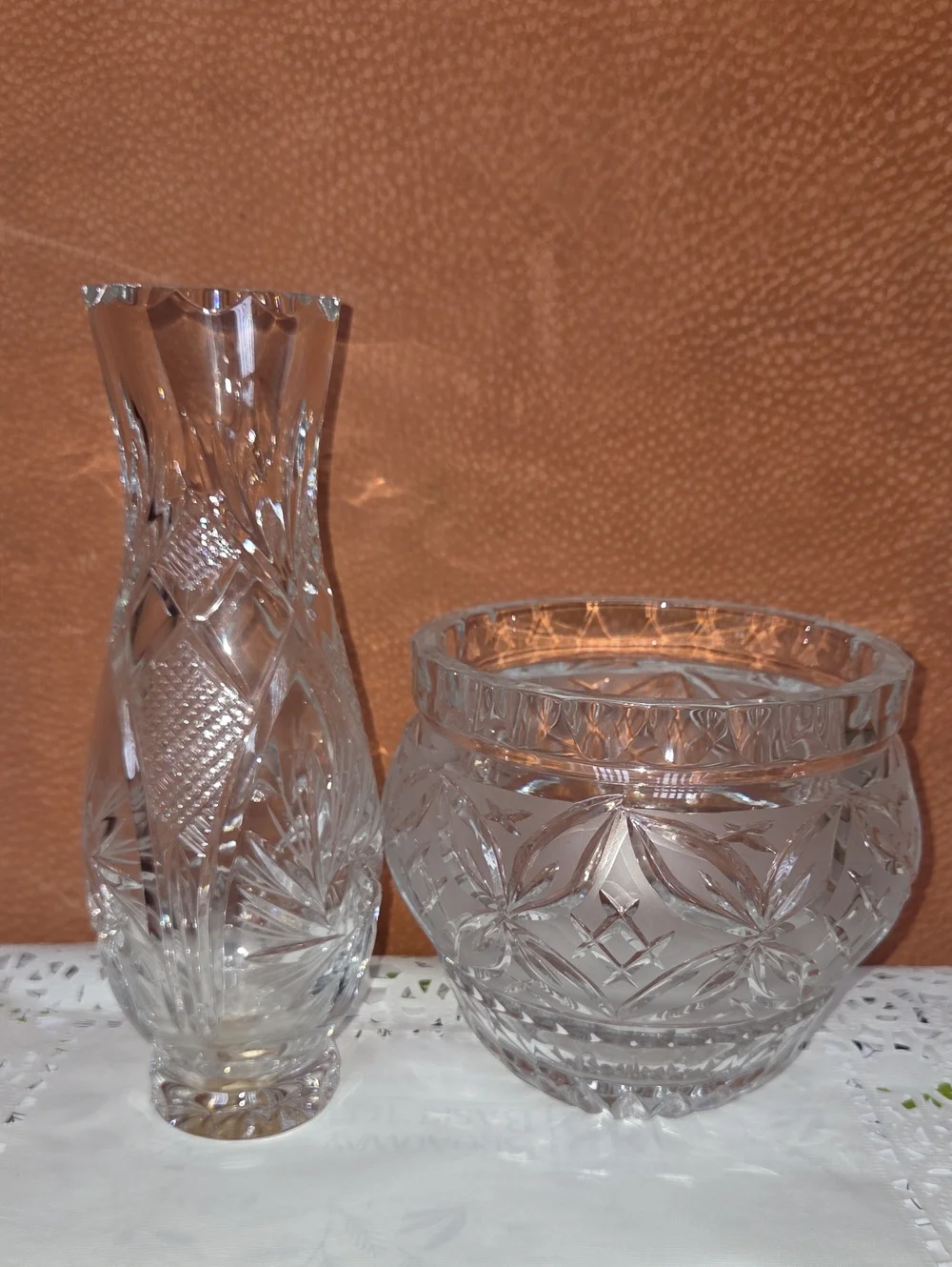 Classic Clear Cut Crystal Vase and Bowl Set - Clear Glass Home Accent